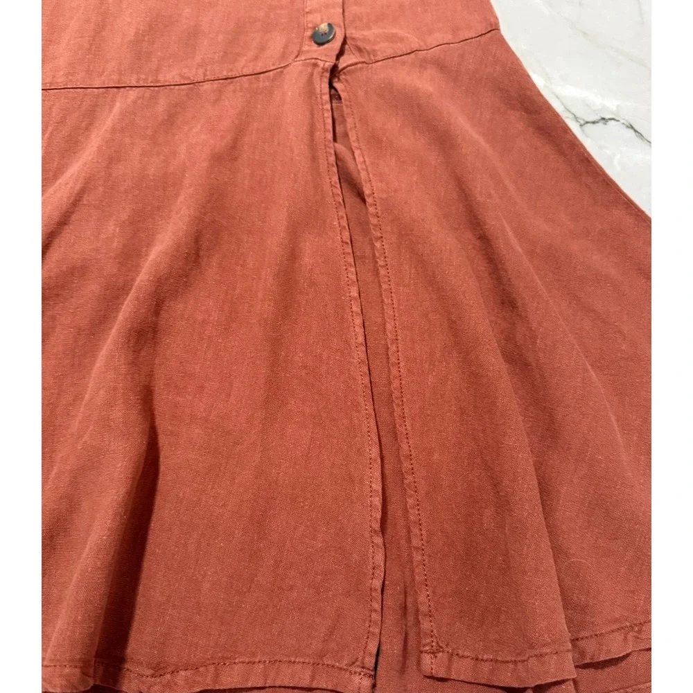 Free People Linen Blend Side Slit Midi Skirt - Women's 2 - Terracotta Rust Boho